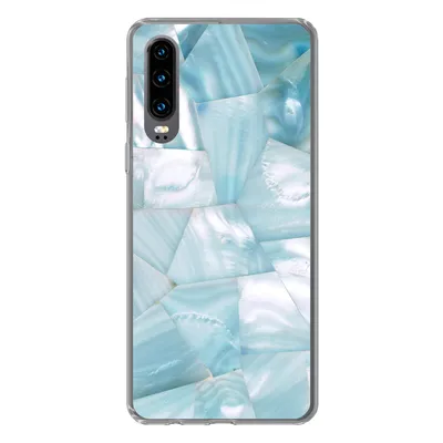 Produktbild von MuchoWow® Handyhülle Schutzhülle Hülle für Huawei P30 Naturstein - Blau - Perlmutt Silikon Softcase Handy Hülle - Kartenbesitzer
