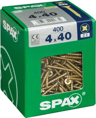 Immagine prodotto di Set di 400 viti in acciaio a testa svasata pozidriv SPAX, Diam.4 mm x L.40 mm