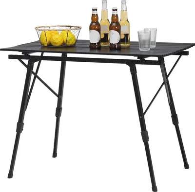 Productafbeelding van Campingtafel - Hoogte Verstelbaar - Aluminium - Zwart - 90x52.2x72cm