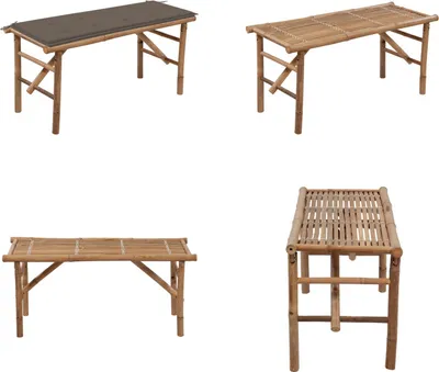 Immagine prodotto di vidaXL Panca da giardino pieghevole con cuscino 118 cm in bambù - Panca da giardino - Panca da giardino - Panca da patio - Panche da patio
