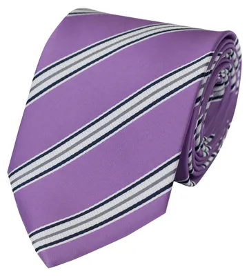 Produktbild von Fabio Farini - 1 Stück Herren Krawatten mit Farbton Lila - Schlips in 8cm Breite Breit (8cm), Violett/Weiß/Schwarz/Silber