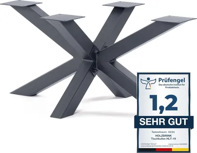 Image de HOLZBRINK Pied de table Spider (mikado) | Pieds de table massifs en métal Gris pour table basse, table à manger, bureau, table de conférence | 1 pied 98x53 cm | Hauteur 43 cm
