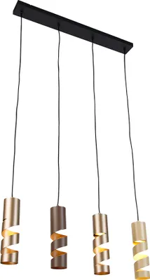 Produktbild von Trio Leuchten - Moderne hanglamp zwart met taupe en beige 4-flammig-lichts - Stream I Wohnzimmer I Schlafzimmer - Metall Länglich - LED geeignet GU10
