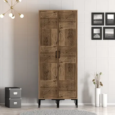 Obrázek produktu pro Skye Decor, Kumsal PP - ořech, šatní skříň, ořech, 100 % MELAMÍNEM POTAŽENÁ SLIPBOARD, 80 x 201,4 x 47,5 cm