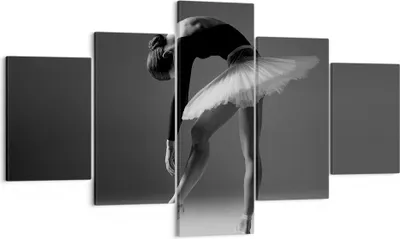 Produktbild von Bild auf Leinwand - Leinwandbild - 5 Teile - Ballerina Figur Schwarz und Weiß - 125x70cm - Wand Bild - Wanddeko - Wandbilder - Leinwanddruck - Bilder - Wanddekoration - Leinwand bilder - EA125x70-4400