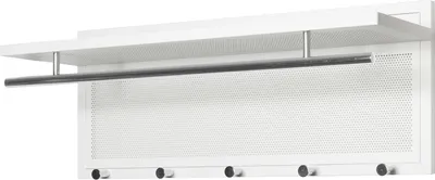 Produktbild von Wandgarderobe >55356< 5 Haken, 1 Stange, in verchromt / weiß - 75x30x26 (BxHxT)