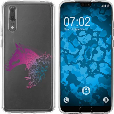 Produktbild von PhoneNatic Case kompatibel mit Huawei P20 Silikon-Hülle Floral Pferd M5-6