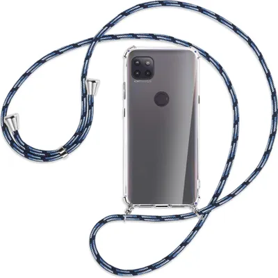 Produktbild von Handykette Backcover-Schutzhülle mit Band (Metall silberfarben) für Motorola Moto G 5G - Blautöne