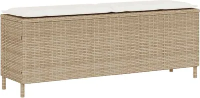 Produktbild von Gartenbank mit Kissen Beige 110x30x40,5 cm Poly Rattan