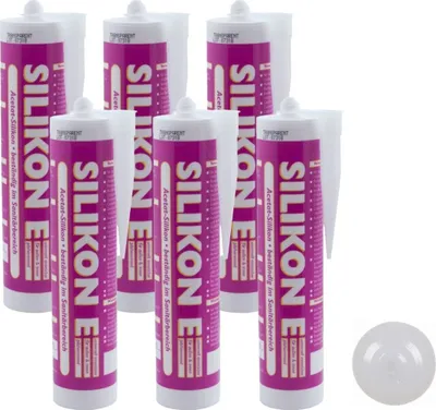 Produktbild von ARLI SET: 6x Silikon 310ml transparent Universal Sanitär Bad Dusche Küche Fuge Fenster innen außen