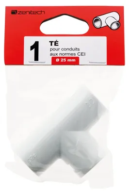 Image de 1 raccord en T pour tuyaux de diamètre 25 mm - Gris
