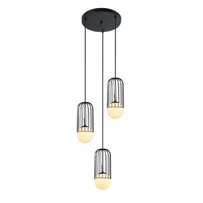 Image de Lustre Matty noir et blanc, 3 x E27 x 40 W, verre, dimensions : 120 x 30 x 30 cm, IP20, Italux