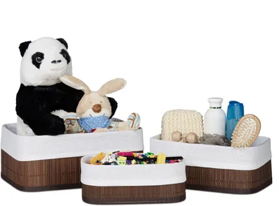 Zdjęcie produktu dla 3-częściowy zestaw łazienkowy z koszem do przechowywania relaxdays