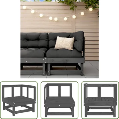Produktbild von The Living Store Garten-Ecksofa Grau Massivholz Kiefer