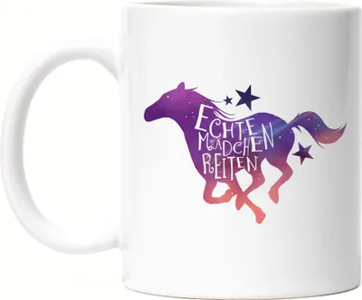 Produktbild von Echte Mädchen Reiten Tasse Weiß Pferd Stute Hengst Pony Hobbie Liebe Pferdeflüsterer Pferdeliebhaber Freiheit
