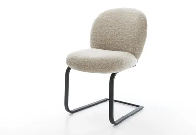 Produktbild von DELIFE Freischwinger Nube-Flex Webstoff Soft Beige Freischwinger flach Schwarz Taschenfederkern