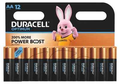 Productafbeelding van Duracell Optimum AA, Wegwerpbatterij, AA, Alkaline, 12 stuks, Verpakking geschikt om op te hangen, Cilindrisch