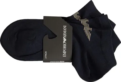Zdjęcie produktu dla EMPORIO ARMANI Skarpety męskie, 3 pary bardzo krótkich skarpet z bawełną, nr produktu 300048 4R234, zestaw 3 sztuk, rozmiar S/M – BRA, P/M – MEX, CH/M – EU 39/42 – UK 5/8 – USA 6,5/9,5, 72% bawełna, 26% poliamid, 2% Elasthan
