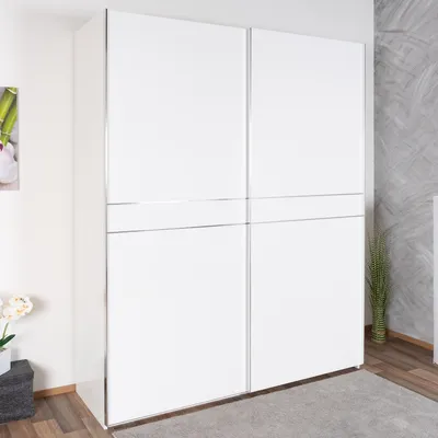 Produktbild von 182 cm breiter Kleiderschrank mit 2 Türen | Farbe: Weiß