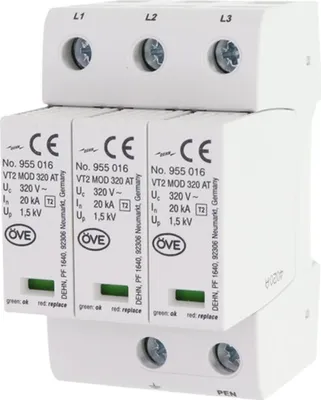 Immagine prodotto di Scaricatore di sovratensione DEHN AC, a 3 poli, tipo II, 1 pz.