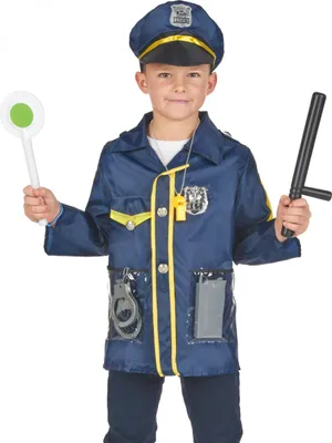 Immagine prodotto di Costume da poliziotto per bambini con accessori blu-giallo-nero - taglia unica