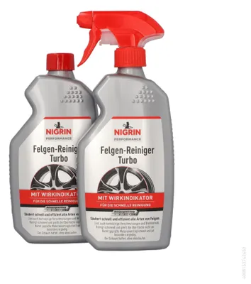 Produktbild von NIGRIN Peformance Turbo Felgenreiniger, 2x 0,5 Liter, selbstaktiver Reiniger für