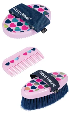 Produktbild von HKM Funny Horses Hearts Putzset Rosa Einheitsgröße