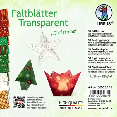 Produktbild von URSUS Faltblätter Transparent Christmas, 50Bl.