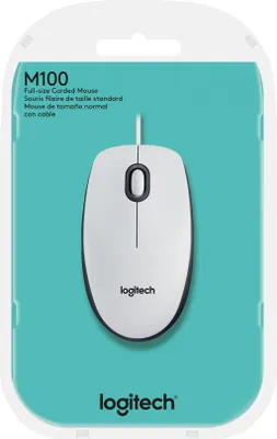 Produktbild von Logitech B100, Beidhändig, Optisch, USB Typ-A, 800 DPI, Weiß