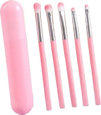 Immagine prodotto di INF Set di 5 Pennelli Ombretto - Setole Sintetiche Morbide per Sfumature Perfette Rosa