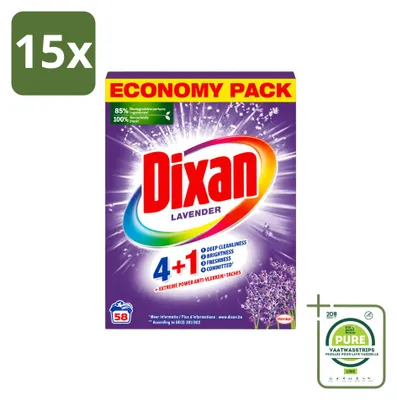 Produktbild von 15 x Dixan Waschpulver und Fleckentferner - Lavendel - Für Weißes und Buntes - Großpackung - 15 Stücke