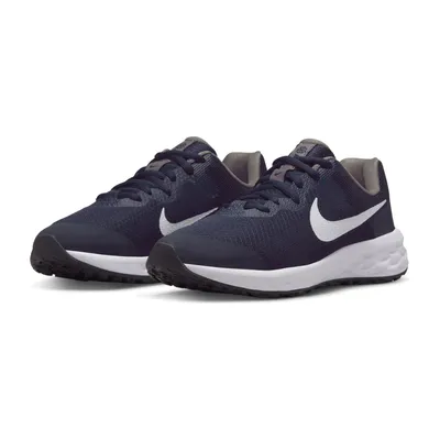 A pair of Nike running shoes on a white background.