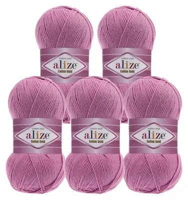 5 x 100g Strickgarn Alize Cotton Gold Uni Klassikgarn Häkelgarn hellviolett