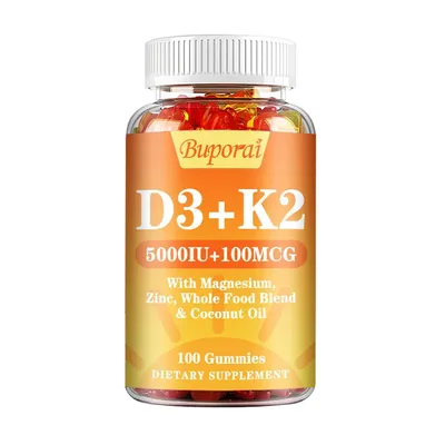 Image de Vitamine D3 + K2 (5000 UI + 100 mcg) (100 gummies) Complément alimentaire, Os, Muscles, Système immunitaire