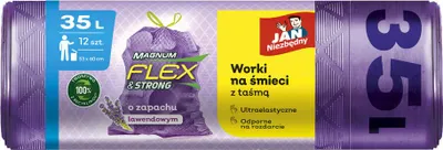 Zdjęcie produktu dla Jan Niezbędny Worki na śmieci Magnum flex & strong lawendowe 35L 12szt