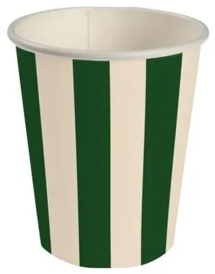 Zdjęcie produktu dla Kubeczki pap. Paski (zielony-beżowy) 250 ml, 6 szt.