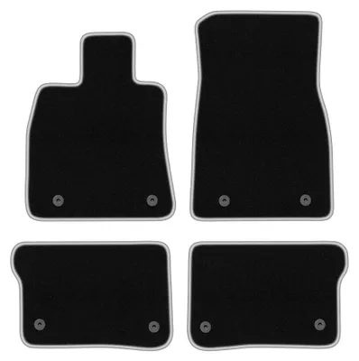 Produktbild von Velours-Fußmatten für Cadilac CT6 2016- – 4-tlg, Schwarz/Silber, passgenau – Wielganizator CARLUX