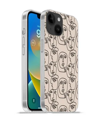 Produktbild von MuchoWow® Handyhülle Schutzhülle Hülle für Apple iPhone 14 - Softcase Muster - Kopf - Strichzeichnung Silikon Softcase Handy Hülle - Mobiltelefonhülle