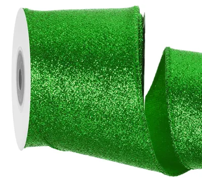 Glitzerband mit Drahtrand, 6,3 cm, grün, 15 m, für Dekoration