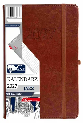 Productafbeelding van Agenda 2027, formaat A5, dagelijks, met jazzthema, bruin