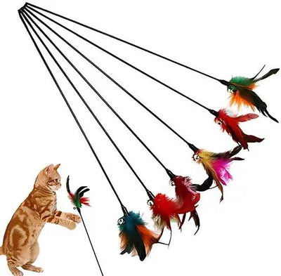 Productafbeelding van Interactief Katten Speelgoed met Veren - 65 cm Vissenstok