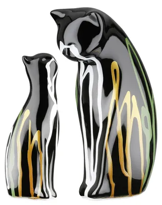 Zdjęcie produktu dla Zestaw Gilde, 2 elementy, figurka kota, "Scuro", ceramika, czarny kolor, wymiary: długość 8 cm, szerokość 14 cm, wysokość 22 cm. Numer produktu: 33215. Kod EAN: 4063387332153. Zestaw zawiera 2 sztuki (sortowane)