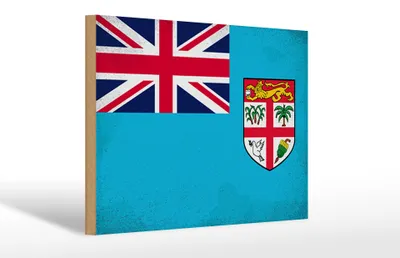 Produktbild von Holzschild Flagge Fidschi 30x20cm Flag of Fiji Vintage