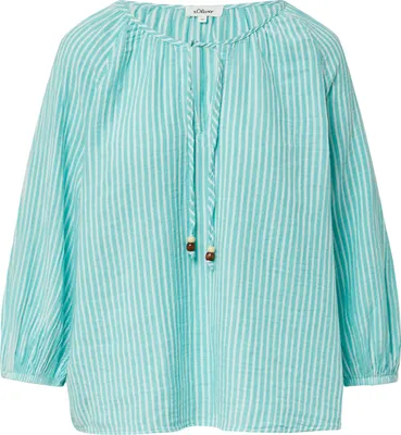 Produktbild von S. Oliver Luftig-leichte Musselin Bluse Relaxed Fit mit Raglanärmeln in Aqua-Streifen, Größe 40