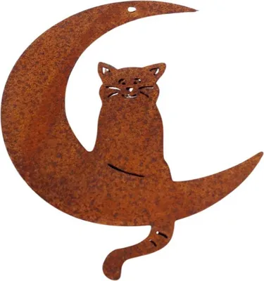 Produktbild von Gartenfigur Katze im Mond Edelrost