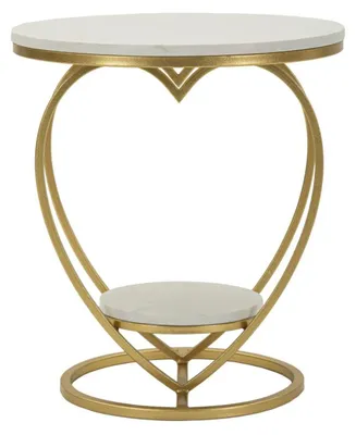Immagine prodotto di Tavolino Heart in ferro oro e marmo bianco Ø40x45 cm