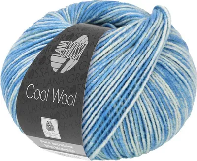 Produktbild von Lana Grossa Cool Wool Neon Print, Farbe:6523 - Neonblau/Zartblau