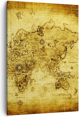 Produktbild von Bild auf Leinwand - Leinwandbild - Einteilig - Karte Welt Kontinente - 50x70cm - Wand Bild - Wanddeko - Wandbilder - Leinwanddruck - Wanddekoration - Leinwand bilder - Wandbild - PA50x70-0127