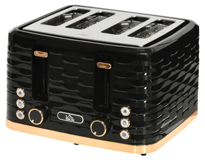 Produktbild von HOMCOM Toaster 4 Scheiben mit 7 Stufen, Auftaufunktion 1860 W Schwarz