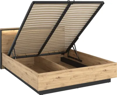 Produktbild von Furniture24 Bett QUANT Bettgestelle 180 x 200 cm mit Lattenrost Bettkasten Led Licht